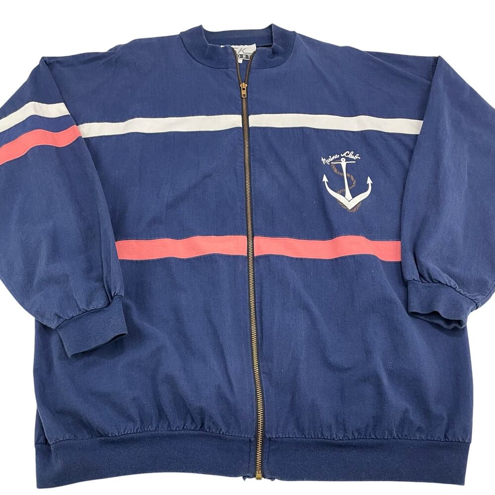 VTG 80s Blue SK Sport Marina Club Anchor Jacket, Size L, Made in USA